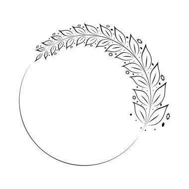 Yapraklarla dolu dallar çeşitli desenler çizilmiş düğün kartları, partiler, pankartlar, logolar için uygun.