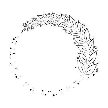 Yapraklarla dolu dallar çeşitli desenler çizilmiş düğün kartları, partiler, pankartlar, logolar için uygun.