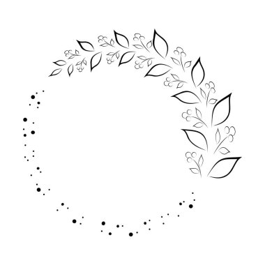 Yapraklarla dolu dallar çeşitli desenler çizilmiş düğün kartları, partiler, pankartlar, logolar için uygun.