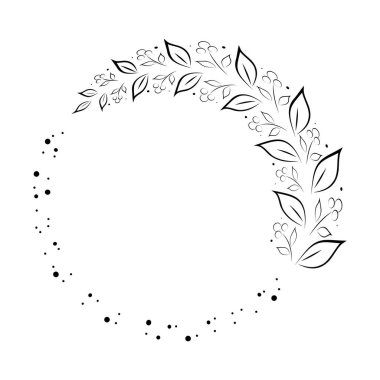 Yapraklarla dolu dallar çeşitli desenler çizilmiş düğün kartları, partiler, pankartlar, logolar için uygun.