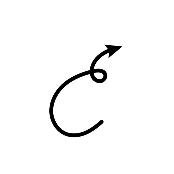 Freccia Cerchio Verso Basso Nero Mano Disegnato Icona Illustrazione Vettore — Vettoriale Stock
