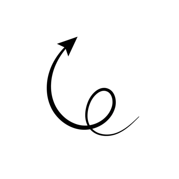 Pil Cirkel Ned Sort Håndtegnet Ikon Illustration Vektor – Stock-vektor