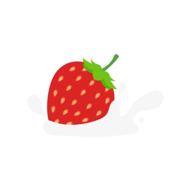 strawberry icon,Strawberries fell into milk,strawberry with milk