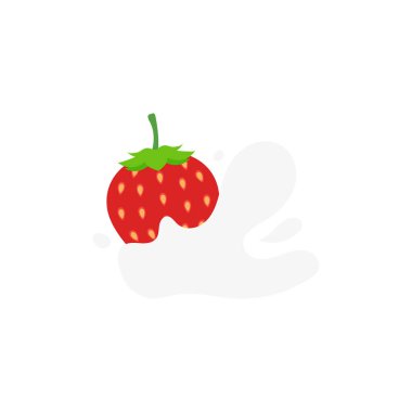 strawberry icon,Strawberries fell into milk,strawberry with milk