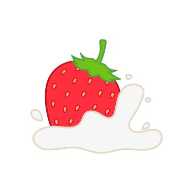 strawberry icon,Strawberries fell into milk,strawberry with milk