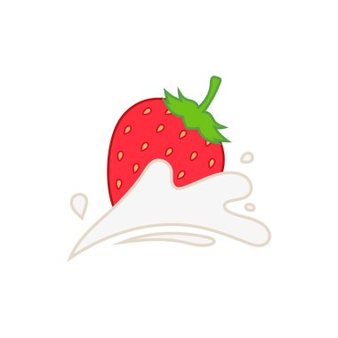 strawberry icon,Strawberries fell into milk,strawberry with milk