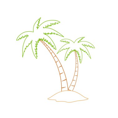 Beach coconut tree, seaside palm tree, coconut tree or island palm tree.