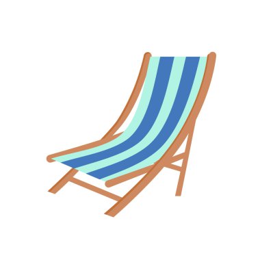Beach umbrella and beach chair isolated