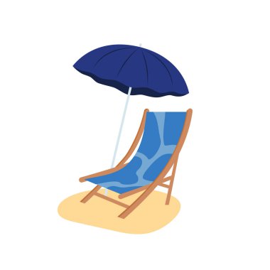 Beach umbrella and beach chair isolated