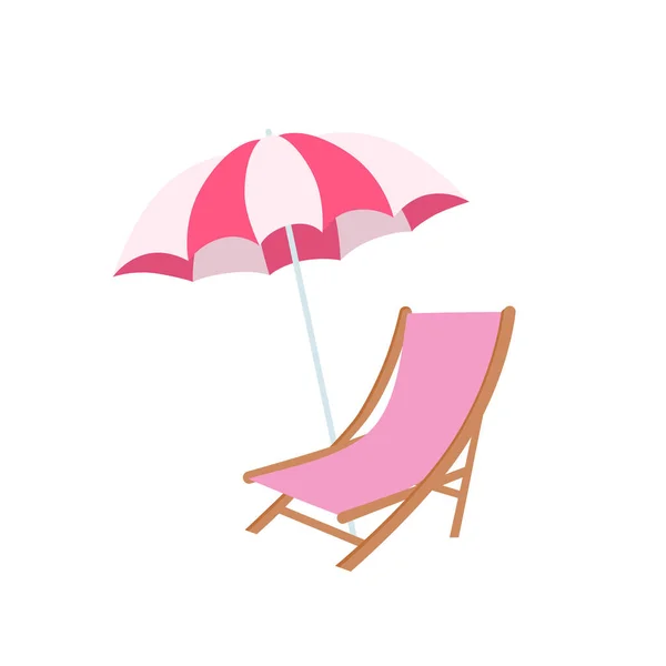 Parapluie Chaise Plage Isolé — Image vectorielle