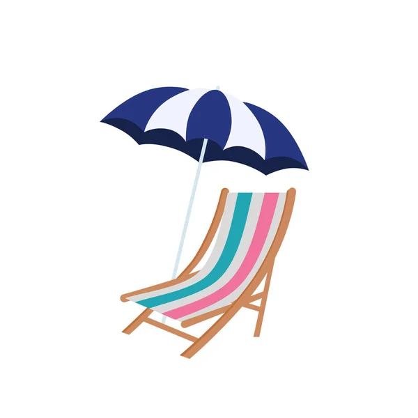 Plaża Parasol Krzesło Odizolowane — Wektor stockowy