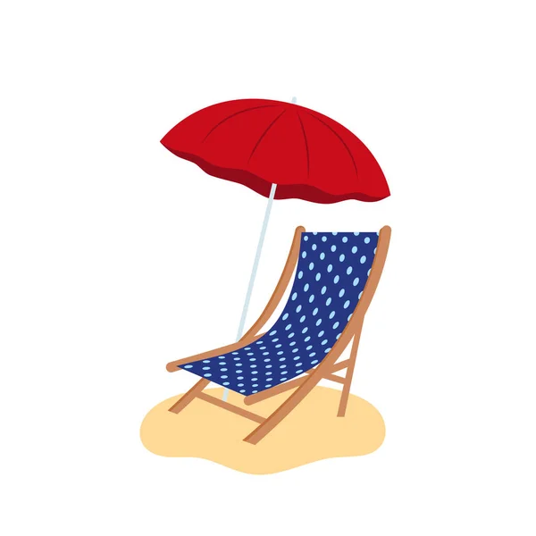 Beach Umbrella Beach Chair Isolated — Image vectorielle