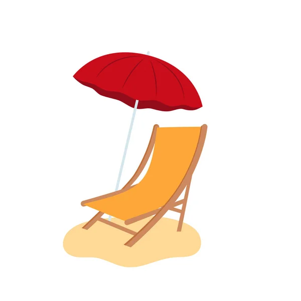 Beach Umbrella Beach Chair Isolated — Vetor de Stock