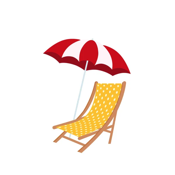 Beach Umbrella Beach Chair Isolated Vektör Grafikler