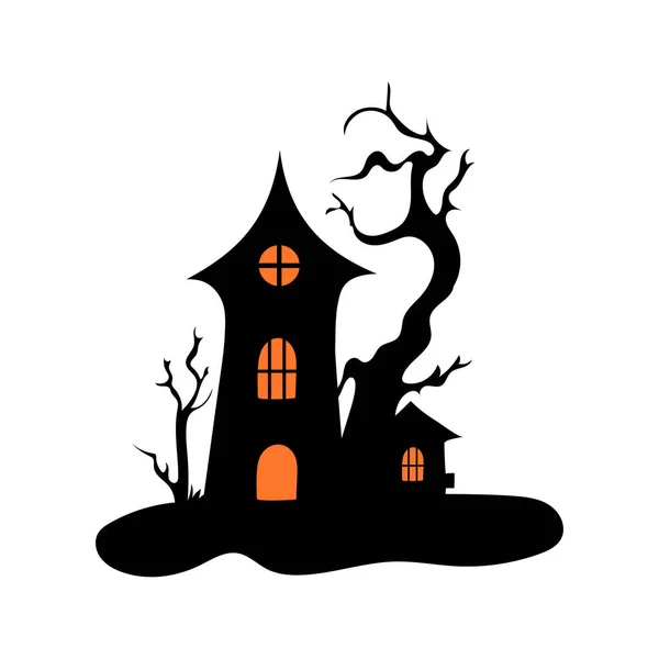 Дом Привидениями Векторными Иллюстрациями Хэллоуину — стоковый вектор