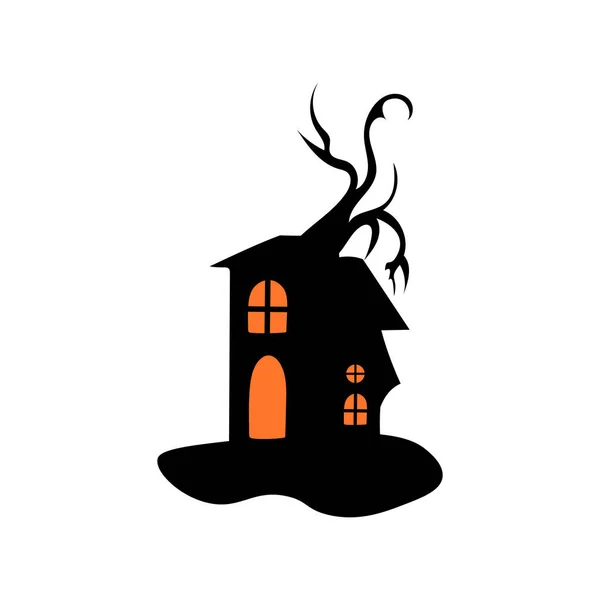 Дом Привидениями Векторными Иллюстрациями Хэллоуину — стоковый вектор