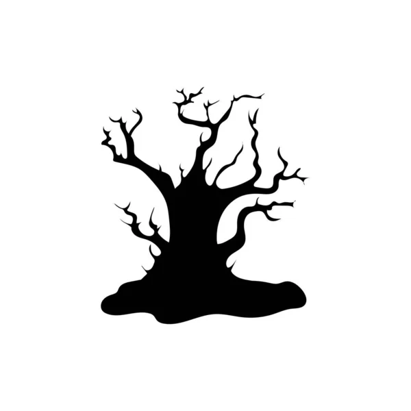 幽霊木のあるお化け屋敷ハロウィンベクトルイラスト — ストックベクタ