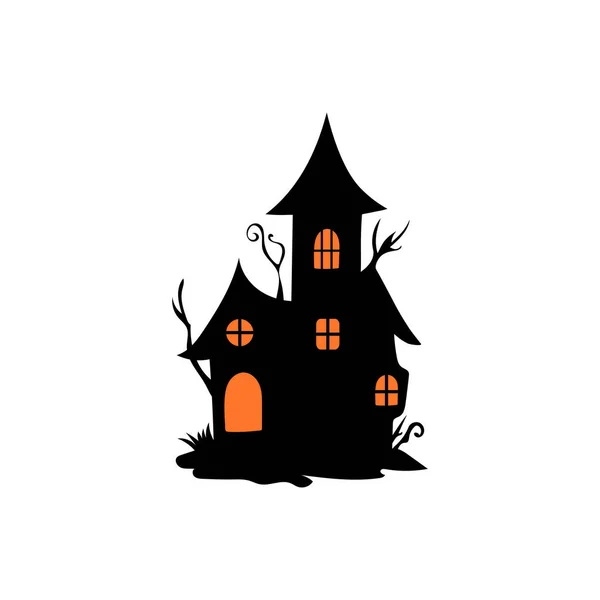 Kísértet Ház Kísértetjárta Fák Halloween Vektor Illusztráció — Stock Vector