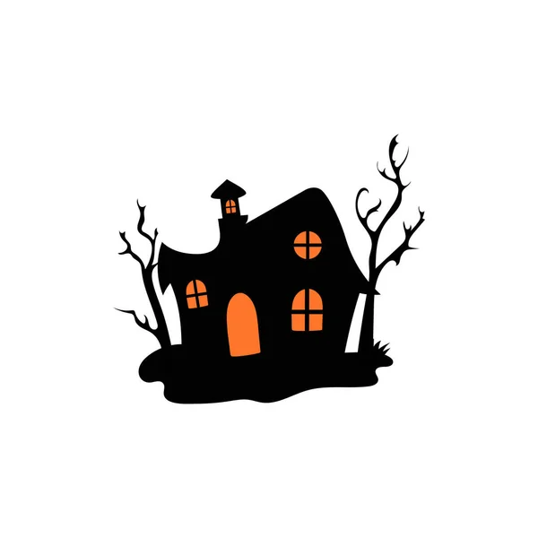 Geisterhaus Mit Geisterbäumen Halloween Vektor Illustration — Stockvektor