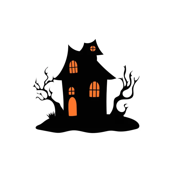 Haunted House Haunted Trees Halloween Vector Illustration — Stock Vector