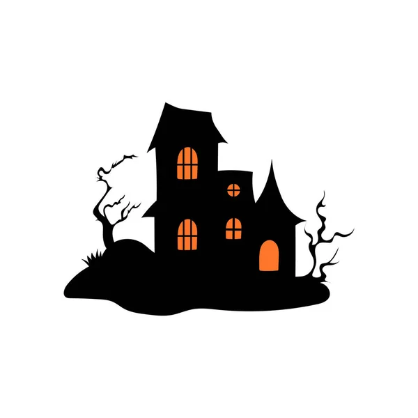 Στοιχειωμένο Σπίτι Στοιχειωμένα Δέντρα Απόκριες Διανυσματική Απεικόνιση Διάνυσμα Αρχείου