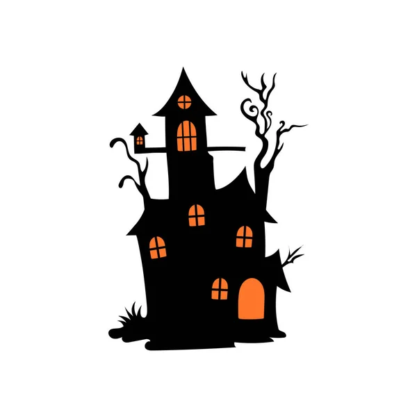 Casa Embrujada Con Árboles Embrujados Halloween Vector Ilustración Ilustraciones de stock libres de derechos