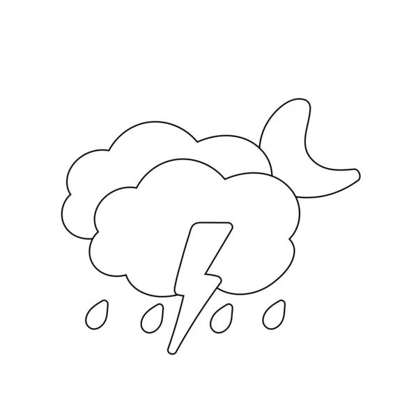 天気アイコン 天気予報のための太陽雨雷雨デュー風雪雲の夜空 — ストックベクタ