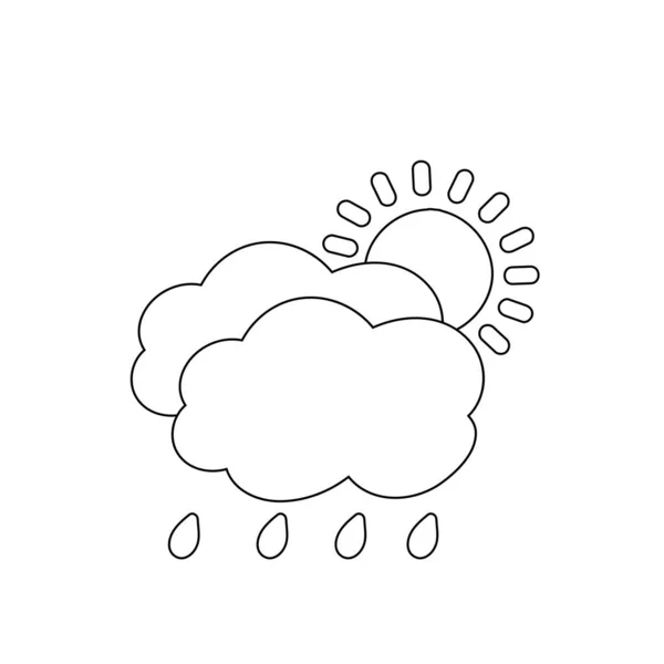 Wetter Ikone Setzt Sonne Regen Gewitter Tau Wind Schnee Wolken — Stockvektor