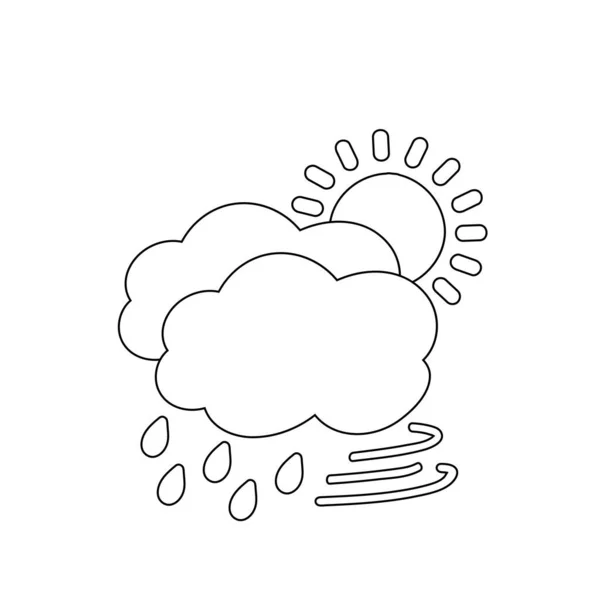 Météo Icône Coucher Soleil Pluie Orage Rosée Vent Neige Nuages — Image vectorielle