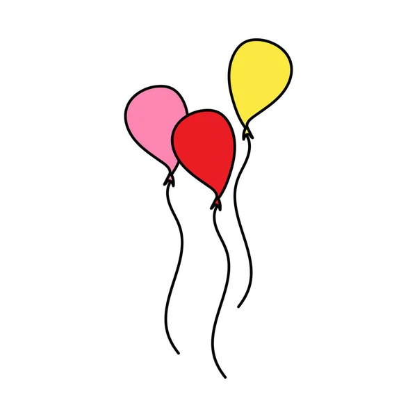 Balloon Cartoon Style Balloons Birthdays Parties Balloons Fly Rope Balls — Stock Vector