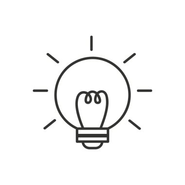 Ampul fikirlerle, yaratıcı düşüncelerle, çözümleme için analitik düşüncelerle doludur. Ampul simgesi vektörü. Fikirler gösterimi.