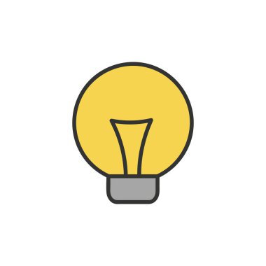 Ampul fikirlerle, yaratıcı düşüncelerle, çözümleme için analitik düşüncelerle doludur. Ampul simgesi vektörü. Fikirler gösterimi.