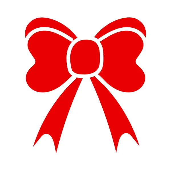 リボン ギフトリボンボウ 白い背景に光沢のある赤いサテンリボン ベクトルレッドボウとリボン クリスマスギフト バレンタインデー 誕生日ラッピング要素 — ストックベクタ