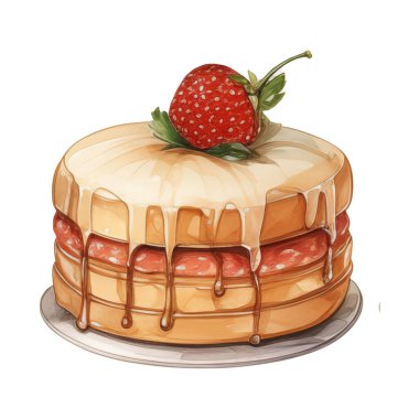 Doğum günü pastası, karışık meyveli pasta, çeşitli dondurma tatları, krema, meyve, limon, yabanmersini, çilek, portakal, kiraz, vanilya, süt, çikolata, illüstrasyon