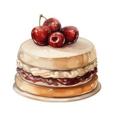 Doğum günü pastası, karışık meyveli pasta, çeşitli dondurma tatları, krema, meyve, limon, yabanmersini, çilek, portakal, kiraz, vanilya, süt, çikolata, illüstrasyon