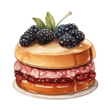 Doğum günü pastası, karışık meyveli pasta, çeşitli dondurma tatları, krema, meyve, limon, yabanmersini, çilek, portakal, kiraz, vanilya, süt, çikolata, illüstrasyon