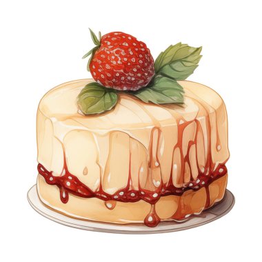 Doğum günü pastası, karışık meyveli pasta, çeşitli dondurma tatları, krema, meyve, limon, yabanmersini, çilek, portakal, kiraz, vanilya, süt, çikolata, illüstrasyon