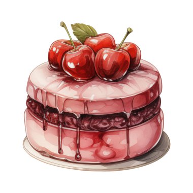 Doğum günü pastası, karışık meyveli pasta, çeşitli dondurma tatları, krema, meyve, limon, yabanmersini, çilek, portakal, kiraz, vanilya, süt, çikolata, illüstrasyon