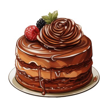 Doğum günü pastası, karışık meyveli pasta, çeşitli dondurma tatları, krema, meyve, limon, yabanmersini, çilek, portakal, kiraz, vanilya, süt, çikolata, illüstrasyon