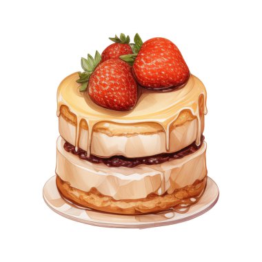 Doğum günü pastası, karışık meyveli pasta, çeşitli dondurma tatları, krema, meyve, limon, yabanmersini, çilek, portakal, kiraz, vanilya, süt, çikolata, illüstrasyon