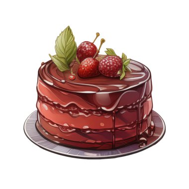 Doğum günü pastası, karışık meyveli pasta, çeşitli dondurma tatları, krema, meyve, limon, yabanmersini, çilek, portakal, kiraz, vanilya, süt, çikolata, illüstrasyon