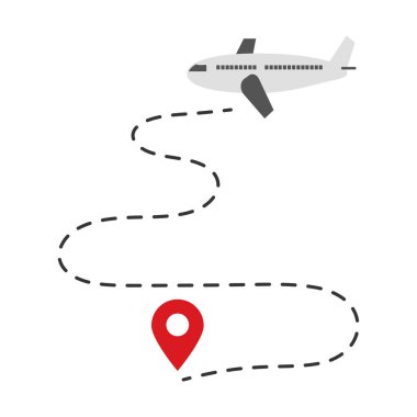 Hedefe giden noktalı bir uçuş rotası boyunca seyahat eden uçak.