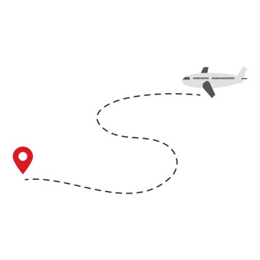 Hedefe giden noktalı bir uçuş rotası boyunca seyahat eden uçak.