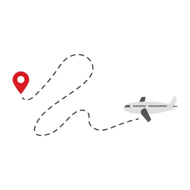 Hedefe giden noktalı bir uçuş rotası boyunca seyahat eden uçak.