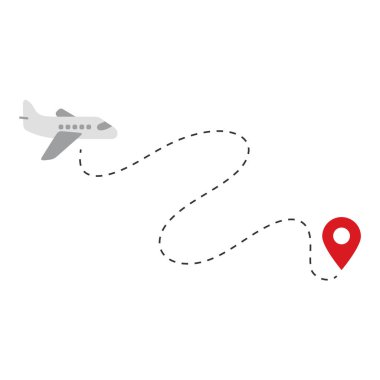 Hedefe giden noktalı bir uçuş rotası boyunca seyahat eden uçak.