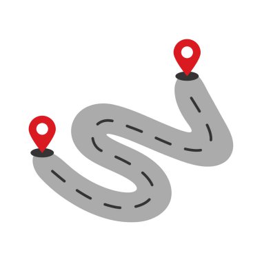 Hedef işaretleri olan kıvrımlı yol