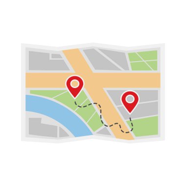 Yol işaretleri ile basitleştirilmiş şehir haritası