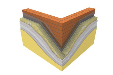 Details materials wall - brick for insulation mineral wool