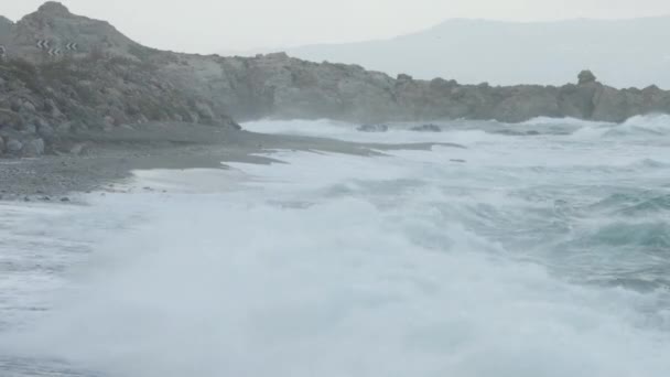 Буря Хвилями Узбережжі Сеуті Іспанія — стокове відео