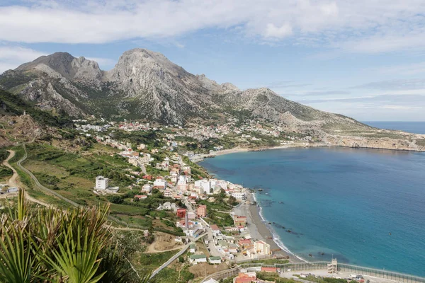 Fas kıyıları ve İspanya 'nın Ceuta kenti, manzara